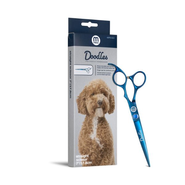 6376413 Doodles Straight Scissor 7in 17.8cm packaged with product